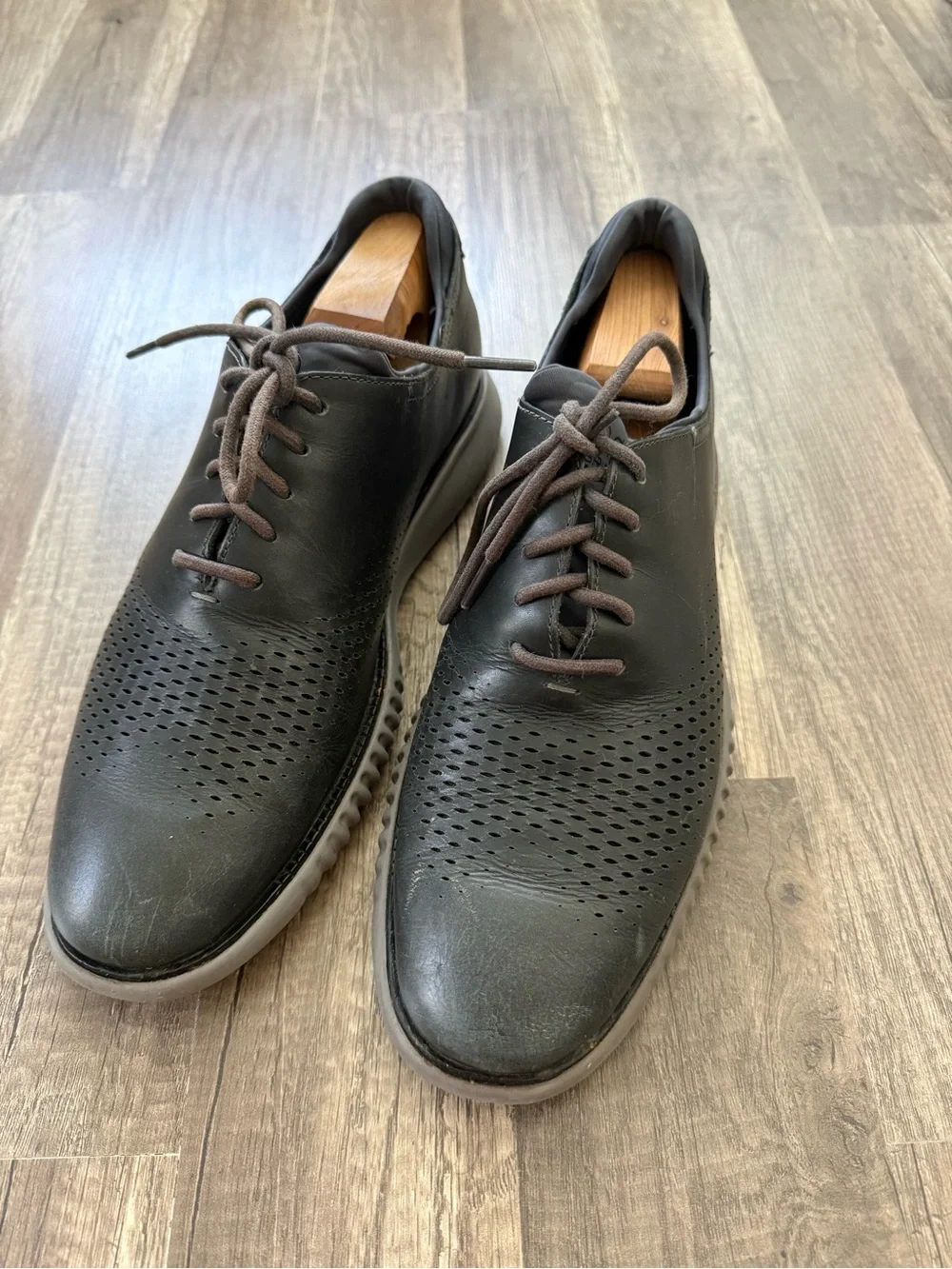Cole Haan Black Perforated Leather Derby Sneakers